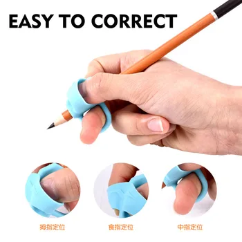 3pcs חמוד סיליקון עיפרון בעל מתחיל לכתוב סיוע כלי התינוק כפול אצבע יציבה תיקון כלי מחזיק עט ילדים אספקה