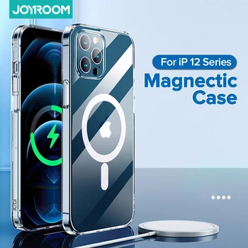 Joyroom שקוף מקרה טלפון עבור iPhone 12 Pro מקס 12 מיני התיק Magnectic חזרה PC כיסוי תמיכה עבור iPhone טעינה אלחוטית