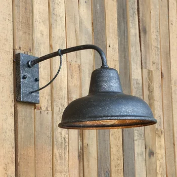 חיצוני וול אור וינטג ' תעשייתי חיצוני מנורת קיר ברזל חשיל חוצות תאורה מנורות קיר מתכת כפרי המרפסת עיצוב E27