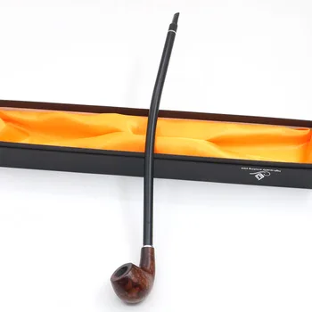 קלאסי עץ ארוך מחזיק סיגריה מעולה חום ארוך ידית עץ טבק עשן סיגריות צינור עם תיבת צינור עץ מתנה