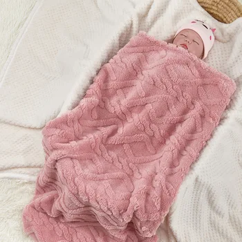 התינוק צמר שמיכת היילוד תרמית רכה שמיכה מוצק סט מצעים שמיכה & בחיתולים ממתקים צבע ישן במיטה אספקה