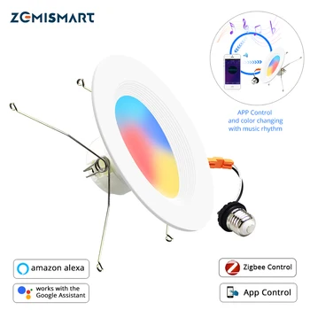 Zemismart חכם Downlight Tuya Zigbee 3.0 RGBCW תקרה שקוע אור 6 אינץ לנו E27 Smartthings אלקסה הבית של Google אור לוח
