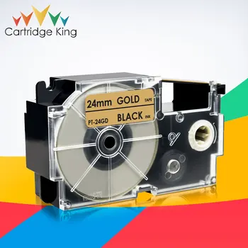 מדפסת סרט XR-24GD שחור זהב 24mm תיוג הקלטת Casio KL-G2 CWL300 KL430 KL820 KL7000 KL7200 EZ - סדרתי תוויות