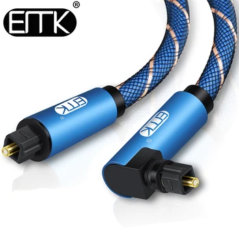 EMK 90 מעלות כבל אופטי זווית ישרה דיגיטלית אודיו Toslink כבל סיב אופטי קלוע ' קט 1m 2m 3m, 5m על Soundbar טלוויזיה