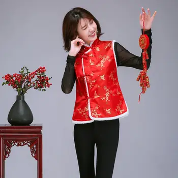 הסגנון הסיני העליון בסין השנה החדשה בגדים מסורתיים 16Colour נשים טאנג חליפת למבוגרים חורף כותנה פרווה עבה Hanfu האפוד