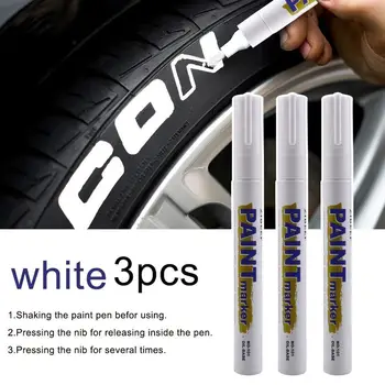 3pcs צבע לבן עט רכב גלגל צמיגים הציור סימן עט עמיד למים יבש מהירה לטווח ארוך צבע העט רכב קישוט אביזרים