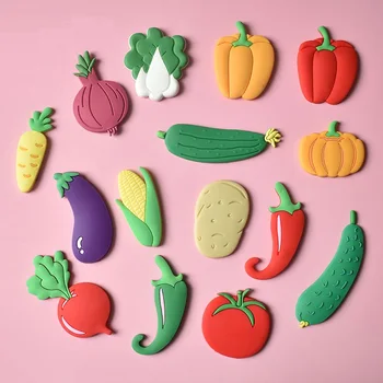 15pcs/סט קריקטורה מגנטים לילדים ילדים לומדים צעצוע סימולציה ירקות מצחיק מגנטים על המקרר לקישוט