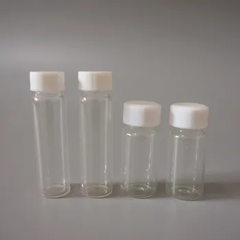 20pcs כדי 100pcs 10ml מעבדה זכוכית שקופה מדגם הבקבוק ברורה מגיב בקבוקון עם בורג פלסטיק כובע PE-פד.