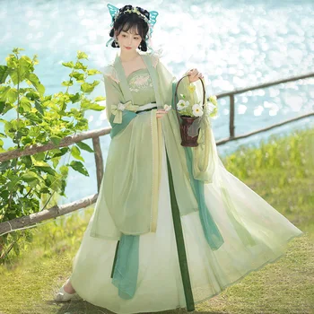 יפה Hanfu נשים זורם באביב ובסתיו סינית בסגנון פיות מותן חצאית סינית מסורתית בגדים Cosplay Hanfu