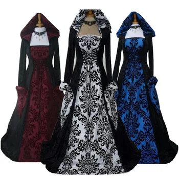 בתוספת גודל של ימי הביניים רנסנס קוקטייל בציר שמלת נשף תלבושות של נשים וינטאג ' Cosplay מסיבת פסטיבל ליל כל הקדושים להתלבש