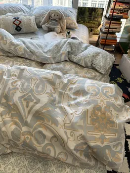 אלגנטי בציר האירופי אמריקאי סט מצעים,תאום מלא המלכה המלך רטרו כותנה הטקסטיל לבית מיטה זוגית מקרה כרית שמיכה לכסות