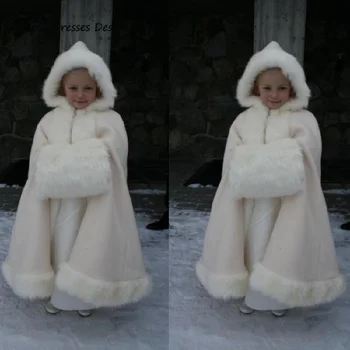 2021 מדהים החורף גלימות לבן שנהב מעיל הפרווה המזויפת מושלם לסתיו חורף ילדים השמלה להניף את המעיל החם לילדים