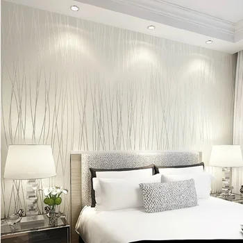 לבן מוצק צבע פסים אנכיים שאינם ארוגים טפט 3D באיכות גבוהה,מודרנית נייר קיר עבור חדר השינה, הסלון קישוט הבית