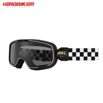 HEROBIKER אופנוע משקפי AMZ חדש רטרו, משקפי מגן קסדת אופנוע משקפי רוכבים על אופנועים Dustproof קרם הגנה רצועת משקפיים