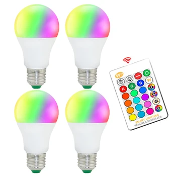 4PCS נורת Led 5W 10W 15W צבעוני קסם Lampara RGBW RGBWW מנורת Led RGB Lampara E27 RGB לבן / לבן חם AC85-220V המבחנה Led