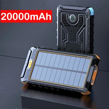 אנרגיה סולארית בנק 20000mAh נייד טעינה Poverbank מטען סוללה חיצוני Powerbank 20,000 מיליאמפר לאייפון 14 Xiaomi סמסונג