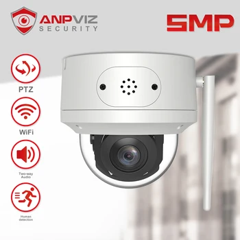 Anpviz Wifi המצלמה PTZ חיצונית 5MP אבטחה מצלמת וידאו 5X זום AI האנושי זיהוי אודיו דו-כיוונית תמיכה IP66 CamHi אפליקציה H. 265