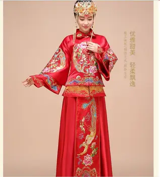 חדש פניקס סיני שמלת אישה Traditiona טאנג Hanfu אביב אדום