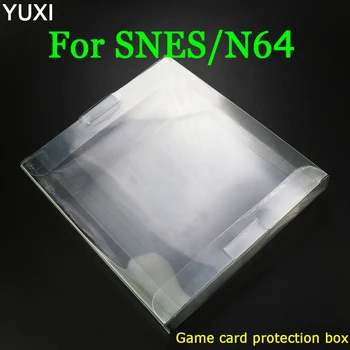 YUXI ברור שקוף עבור SNES על N64 המשחק תיבת מגן מקרה CIB משחקים פלסטיק מגן לחיות מחמד עבור נינטנדו משחק קופסאות