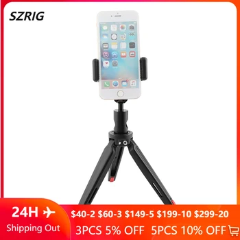SZRIG טלפון נייד בעל חזקה מתקפל מיני שולחן חצובה + Smartphone קליפ רב-זווית נייד תמיכה סוגריים.