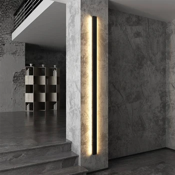 מודרני שחור מנורת קיר במעבר מסדרון האווירה אור פנימי עיצוב מדרגות מנורת קיר אור לופט מדרגות חדר שינה סלון קפה בר