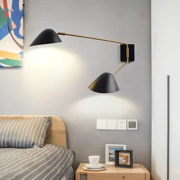 הפוסט-מודרנית Duckbill אור הקיר המסתובב שחור המנורה עבור חדר השינה ליד המיטה בסלון ללמוד עיצוב הבית G9 הזרוע הארוכה פמוט קיר