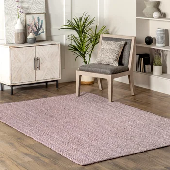שטיח טבעי 100% יוטה קלועים בעבודת יד בסגנון סגול בהיר רץ השטיח אזור מגורים השטיח