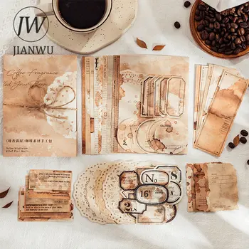 JIANWU 65 גיליונות קפה ניחוח מילא את החדר סדרה קיבולת גדולה חומר חבילת Creative DIY קולאז ' עיצוב נייח