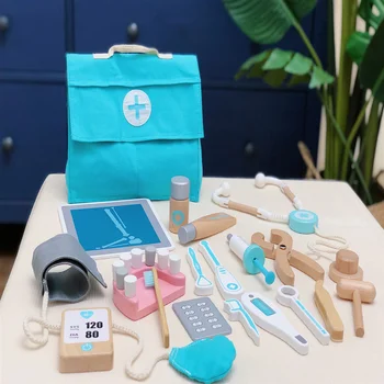הרופא צעצועים לילדים להגדיר ילדים מעץ לשחק במשחק ערכת משחקים עבור בנות בנים רפואית שיניים רפואה תיבת תיק החינוך צעצועים