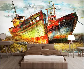 3d טפט על קירות בגלילים האירופי ציור שמן חלקה ים שייט מותאם אישית ציור 3d טפט תמונה על הקיר