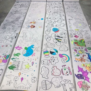 300X30cm נייד ילדים ציור רול ילד פוסטר גרפיטי גלול פאזל DIY צביעה ציור נייר ארוך גלול גן ילדים