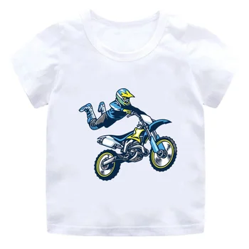 בקיץ 2022 אופנוע רוכב מוטוקרוס ילדים מגניבים חולצה התינוק בחורים מזדמנים מצחיק חולצת ילדים אופנת רחוב בגדי ילדות 3-13Y