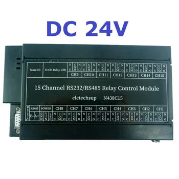 15 ערוץ RS232 RS485 Modbus RTU ממסר לוח N438C15 DC 12V DC 24V PLC לעשות PC טורית UART להחליף בקר ממסר Moudle