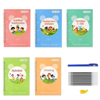 5 ספרים/SetEnglish גרסה של ילדים קשה עט Groove קליגרפיה ספר תרגיל קסם קליגרפיה קופסת מתנה Libros Livros