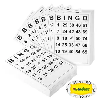 60Pcs כרטיס בינגו בינגו משחק קלפים עם מספרים ייחודיים למשפחה משחק בינגו אביזרי כיף התפתחות אינטלקטואלית (לבן)