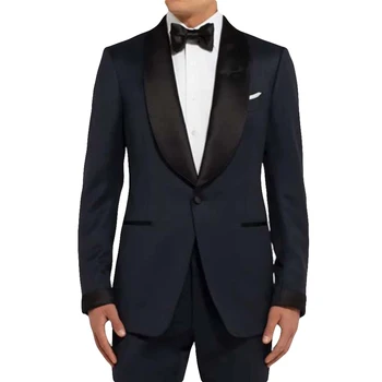 2 חתיכות Mens חליפות חתונה רחב צעיף צווארון כפתור אחד Slim Fit החתן זכר חליפות עסקים חתונה חליפות ז ' קט+מכנסיים+עניבה