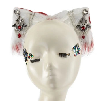 דמות אנימה חתול האוזן צורה ורצוף בנות הכובעים מסיבת ליל כל הקדושים קליפ שיער זרוק משלוח
