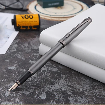 איכות יוקרה גיבור H706 עט נובע קופסת מתנה אקדח אפור חלבית שחור אלגנטי מכשירי כתיבה וציוד לבית הספר זהב 10K החוד דיו עטים
