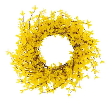 24 אינץ ' מלאכותי צהוב Forsythia זר עבור עיצוב הבית פרחים Aros פארא centro de mesa מיני זר ליפול עיצוב פרחים הוואי הצוואר