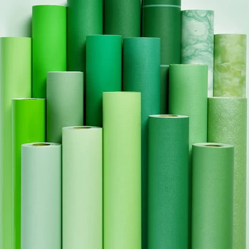 דביק טפט מוצק צבע ירוק סדרה עמיד למים חדר שינה סלון שולחן ארון קיר שיפוץ קישוט מדבקה