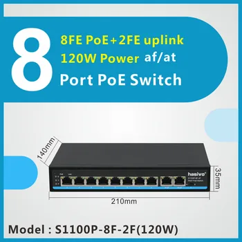 8 נמל מהר מתג מתג PoE תמיכה VLAN 250 פו רשת עבור מצלמת IP 10/100Mbps 2 רשת gigabit התקשורת