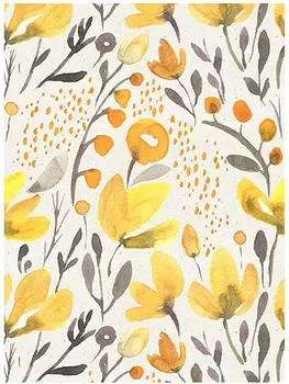 ויניל מקלפים ומדביקים Handpainting בצבעי מים חלקה צהוב טרי פרחוני Kapok עצמית דבק טפטים סלון הבית לקשט