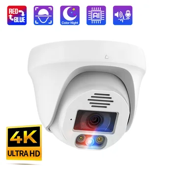 Techage UHD 4K 8MP באיכות של 5 מגה פיקסל המצלמה POE IP-אדום, כחול אור התראה חכם AI זיהוי פנים עמיד למים צבע ראיית לילה מצלמת אבטחה