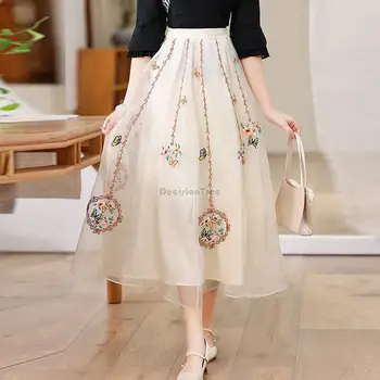 2023 סיני השתפר hanfu חצאית נשים בסגנון סיני cheongsam חדש רטרו חצי חצאית של פיות בסגנון רטרו אלגנטי החצאית הארוכה s303