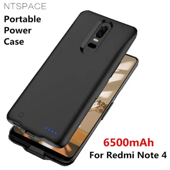 מטען סוללה המקרים Xiaomi Redmi Note 4 סוללה מקרה 6500mAh כוח הבנק לחייב כיסוי חיצוני סוללה מקרה Powerbank