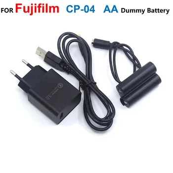 CP-04 מצמד AA דמה סוללה+חשמל USB בנק כבל+מטען עבור Fujifilm FinePix S9900w S9200 S8400 S8500 S2800HD HS11 HS22EXR