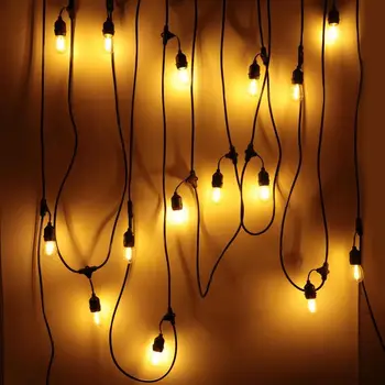 110V 48FT 15 נורות LED תאורה חיצונית מחרוזות חתונה בגן קיר אורות חג המולד תפאורה החתונה פיות אורות חיצונית