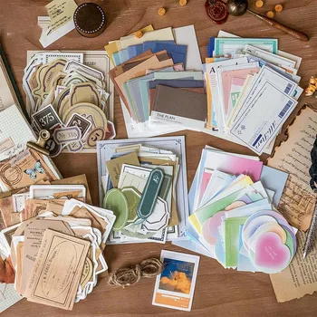 100pcs וינטג ' הערות אוסף בסדרת Memo Pad דקורטיביים נייר מכתבים עיצוב אלבומים יומן אלבום Lable רטרו חומר כרטיס נייר