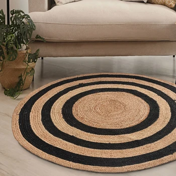 השטיח העגול 100% יוטה טבעי בעבודת יד קלוע השטיח חיים שטח שטיח מודרני