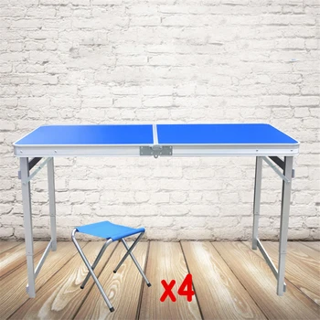 חיצונית שולחן מתקפל עם 4PCS כיסא קמפינג סגסוגת אלומיניום פיקניק עמיד למים Ultra-אור עמיד מתקפל שולחן שולחן 120*60 ס 